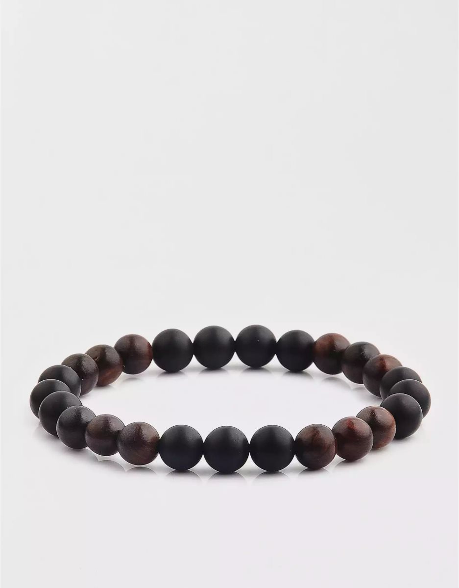 Bijoux American Eagle Matte Onyx Red Sandalwood Beaded Bracelet Marron Foncé Homme | IJC-67056399